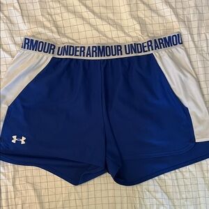 Under Armour Women's Blue and White Sports Shorts